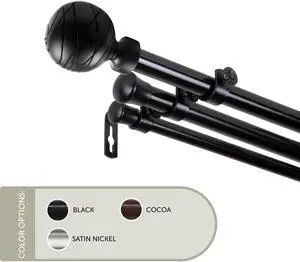 13/16 inch Lynn Triple Curtain Rod 66-120" - Black