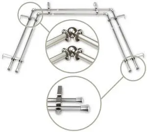 Basic 5/8 inch Double Bay Curtain Rod 20"-36", 38"-72" - Satin Nickel