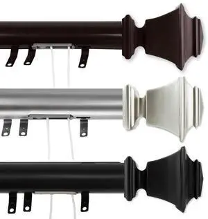 Norma Decorative Traverse Rod w/ Sliders 30-48" - Black