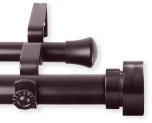 Brett Double Curtain Rod 1 inch 28-48 inch - Mahogany