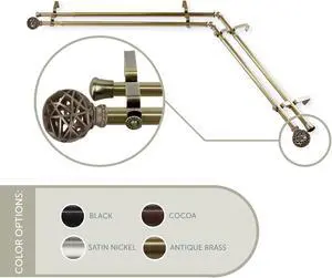 13/16 inch Ruston Corner Window Double Curtain Rod 120-170" - Antique Brass