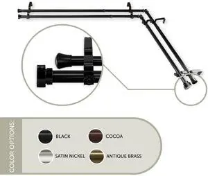 Thornhill Double Corner Window Curtain Rod 13/16 inch 120-170" - Black