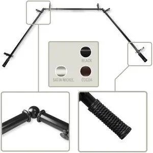 Weaver 13/16 inch Bay Window Curtain Rod 20-36", 38-72" - Black