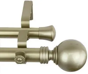 Round Double Curtain Rod 1 inch 28-48 inch - Gold