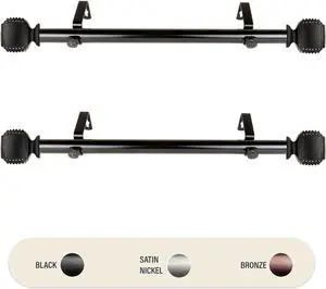 1 inch Odin Side Curtain Rod 12-20" (Set of 2) - Black
