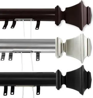 Norma Decorative Traverse Rod w/ Sliders 30-48" - Satin Nickel