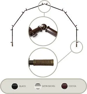 Weaver 13/16 inch 6-Sided Bay Window Curtain Rod 28-48" - Cocoa