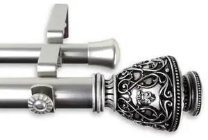 Virginia Double Curtain Rod 1 inch 28-48 inch - Satin Nickel
