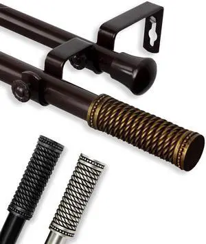 13/16 inch Weaver Double Curtain Rod 28-48" - Cocoa