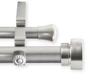 Brett Double Curtain Rod 1 inch 160-240 inch - Satin Nickel