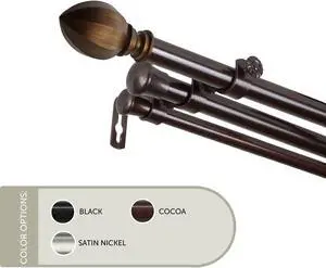 13/16 inch Baronet Triple Curtain Rod 28-48" - Cocoa