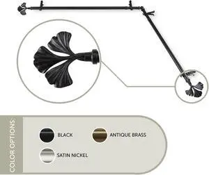 13/16 inch Maidenhair Corner Window Curtain Rod 48-84" - Black