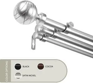 13/16 inch Lynn Triple Curtain Rod 48-84" - Satin Nickel
