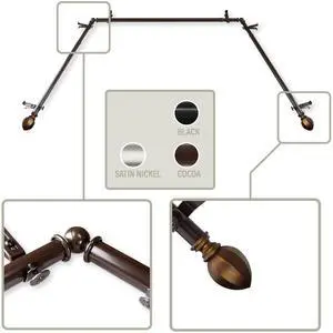 Baronet 13/16 inch Bay Window Curtain Rod 20-36", 38-72" - Cocoa