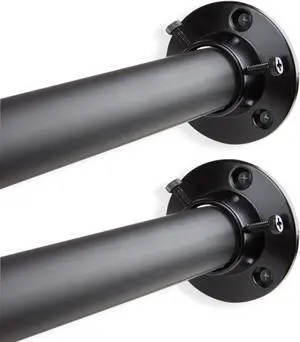 1 inch Adjustable 28-48" Room Divider/Closet Rod (Rod and Socket Set) - Black