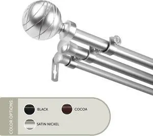 13/16 inch Lynn Triple Curtain Rod 120-170" - Satin Nickel