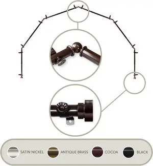 Thornhill 13/16 inch 6-Sided Bay Window Curtain Rod - Cocoa