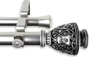 Virginia Double Curtain Rod 1 inch 120-170 inch - Satin Nickel