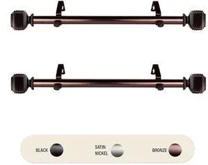 1 inch Odin Side Curtain Rod 12-20" (Set of 2) - Bronze