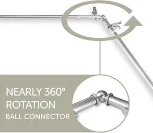 Basic 13/16 inch Bay Window Curtain Rod 20"-36", 38"-72" - Satin Nickel