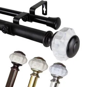 1 inch Aria Double Curtain Rod 48-84" - Satin Nickel