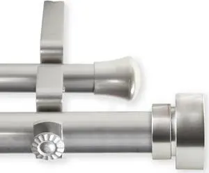 Brett Double Curtain Rod 1 inch 28-48 inch - Satin Nickel