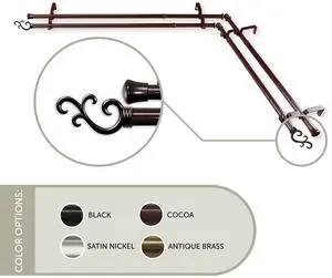 13/16 inch Mosey Corner Window Double Curtain Rod 66-120" - Cocoa