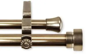 Thornhill Double Curtain Rod 13/16 inch 48-84" - Antique Brass