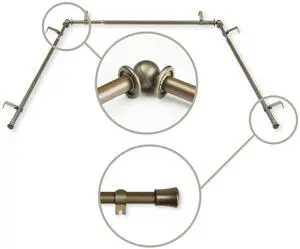 Basic 5/8 inch Bay Curtain Rod 20"-36", 38"-72" - Antique Gold