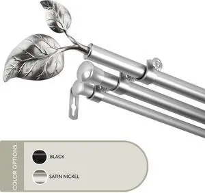 13/16 inch Eve Triple Curtain Rod 120-170" - Satin Nickel