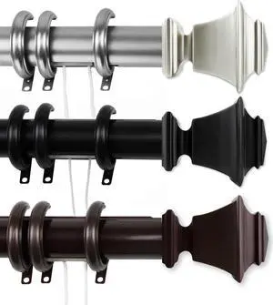 Norma Decorative Traverse Rod w/ Rings 84-156" - Satin Nickel