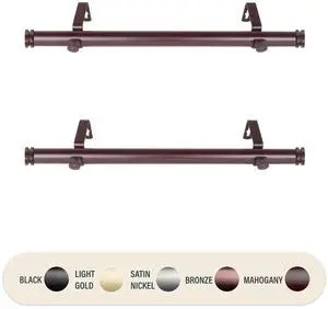 1 inch Knop Side Curtain Rod 12-20" (Set of 2) - Mahogany