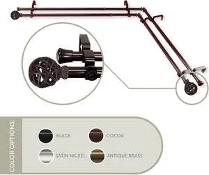 13/16 inch Ruston Corner Window Double Curtain Rod 120-170" - Cocoa