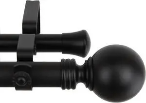 Round Double Curtain Rod 1 inch 120-170 inch - Black