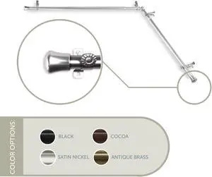 13/16" Single Corner Curtain Rod 28"-48" each side - Satin Nickel
