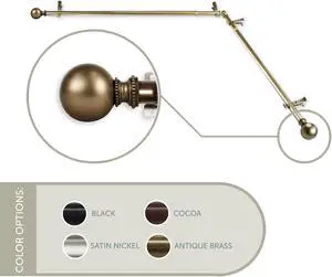 Lex Corner Window Curtain Rod 13/16 inch 28-48" - Antique Brass