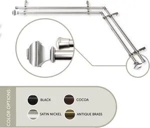 Maryland Double Corner Window Curtain Rod 13/16 inch 66-120" - Satin Nickel