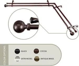 Lynn Double Corner Window Curtain Rod 13/16 inch 48-84" - Cocoa