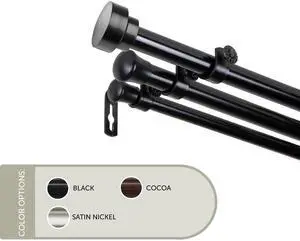 13/16 inch Thornhill Triple Curtain Rod 28-48" - Black