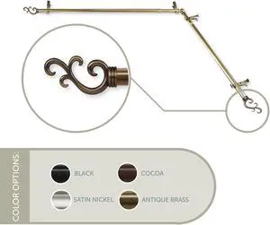 13/16 inch Mosey Corner Window Curtain Rod 120-170" - Antique Brass