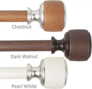 1 inch Vinny Faux Wood Curtain Rod 48-84" - Chestnut