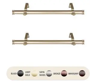 1 inch Knop Side Curtain Rod 12-20" (Set of 2) - Gold