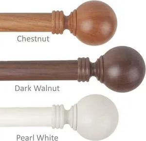 1 inch Round Faux Wood Curtain Rod 160-240" - Chestnut