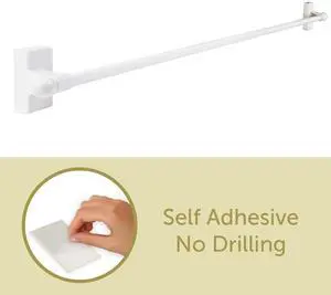 Self-adhesive or Wall Mounted Rod 7/16 inch 17-30 inch long - White
