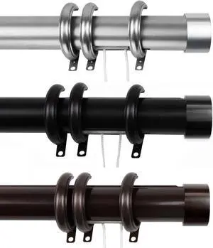 Sims Decorative Traverse Rod w/ Rings 48-84" - Cocoa