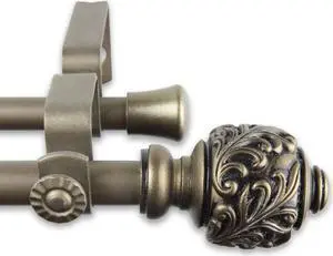 Ivana Double Curtain Rod 5/8 inch 48-84 Inch - Antique Gold