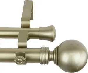 Round Double Curtain Rod 1 inch 66-120 inch - Gold