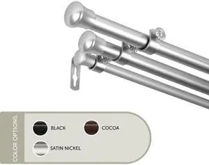 13/16 inch Basic Triple Curtain Rod 120-170" - Satin Nickel