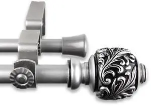 Ivana Double Curtain Rod 5/8 inch 48-84 Inch - Satin Nickel