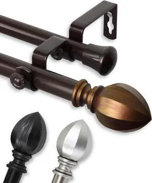 13/16 inch Baronet Double Curtain Rod 48-84" - Black